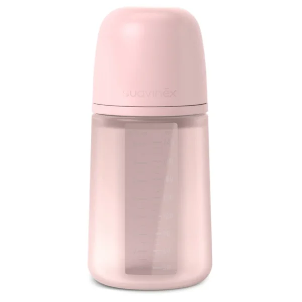 Biberon Suavinex 150 Ml - Tétine Silicone Débit Lent Anatomique - Pour Bébé 0 à 6 Mois - Valve Anti-colique - Rose - 4