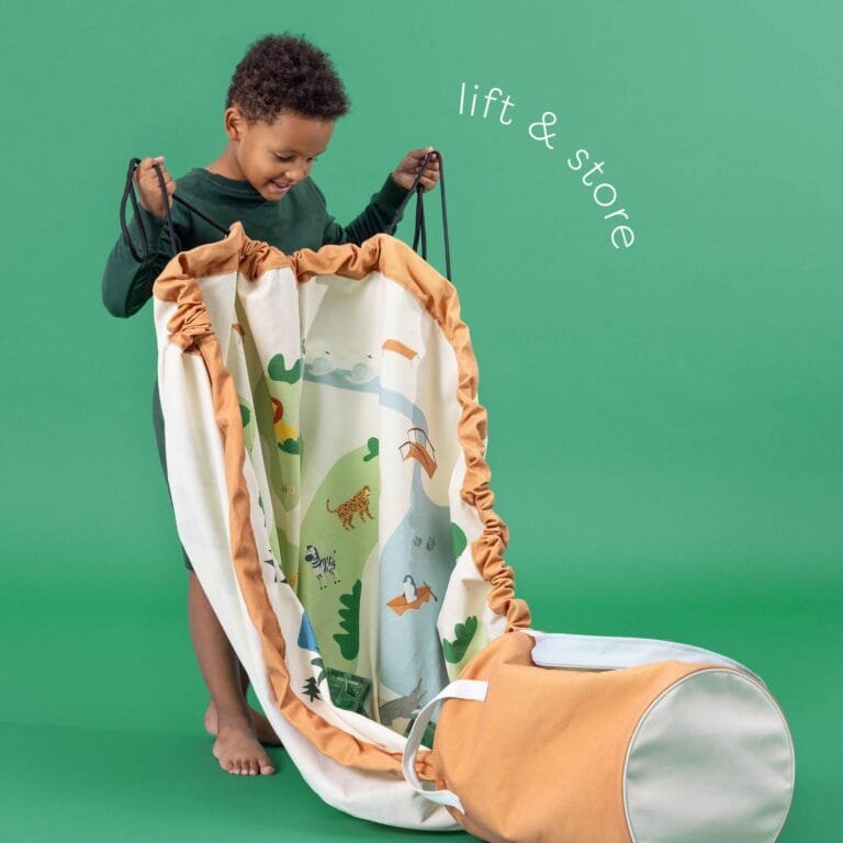 babylab-play and go - tapis de jeu et panier de rangement zoo