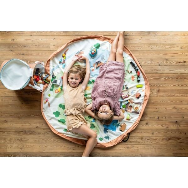 babylab-play and go - tapis de jeu et panier de rangement zoo1