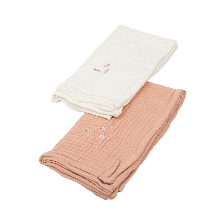 babylab-bimbidreams-lot de 2 set de langes en gaze de coton rose